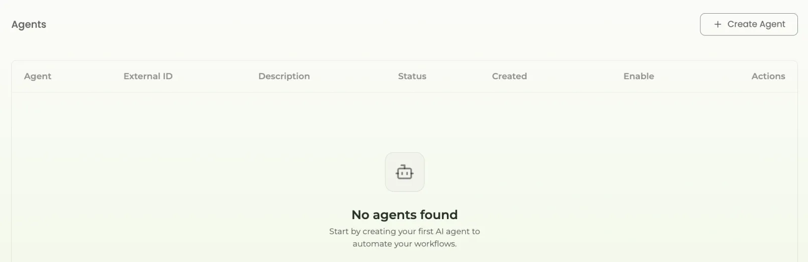 Create Agent Button